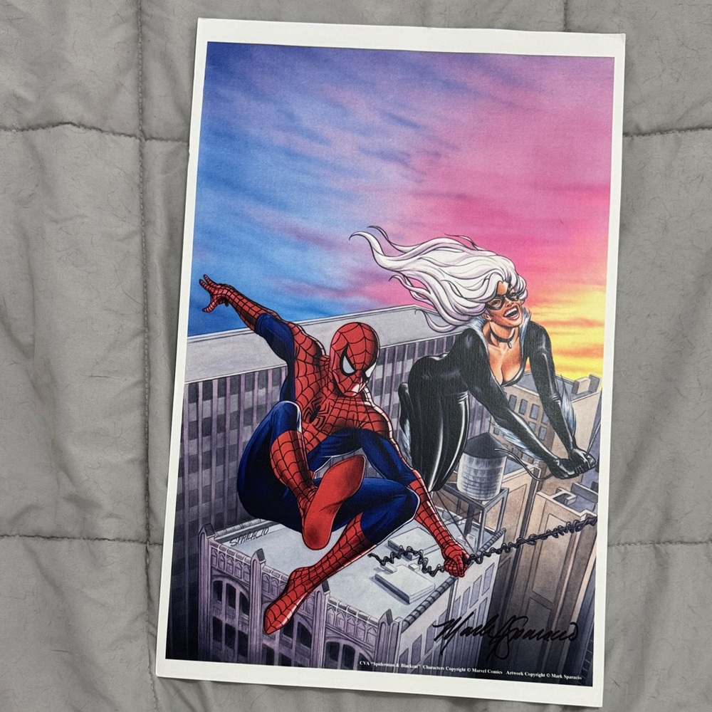 Marvel Spider-Man and Black Cat Dynamic Art Print  signed by Mark Sparacio